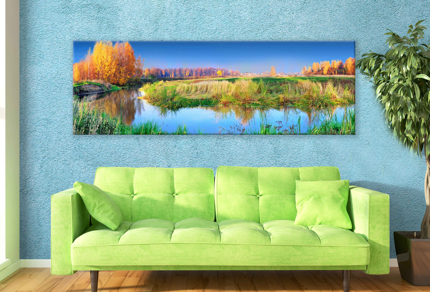 Panoramic Canvas Mixed Forest & Lake View Photograph High Quality 100% Australian Made Wall Canvas Print Ready to Hang