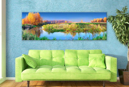 Panoramic Canvas Mixed Forest & Lake View Photograph High Quality 100% Australian Made Wall Canvas Print Ready to Hang