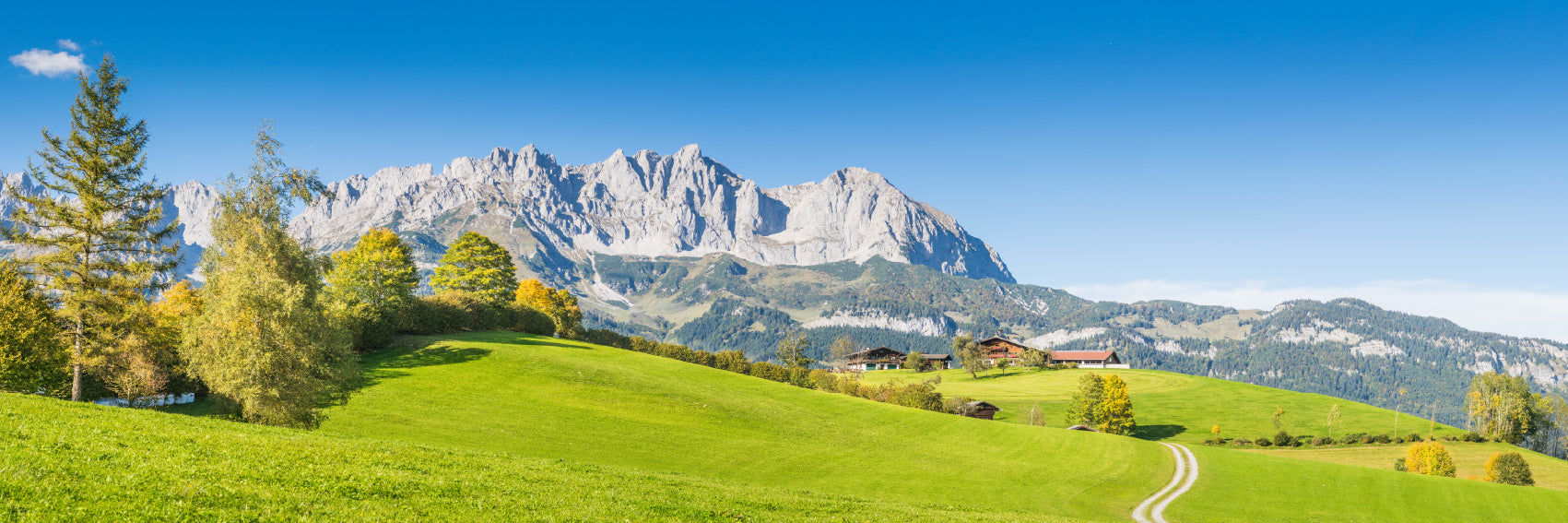 Panoramic Canvas Mountains Landscape View Austria High Quality 100% Australian Made Wall Canvas Print Ready to Hang