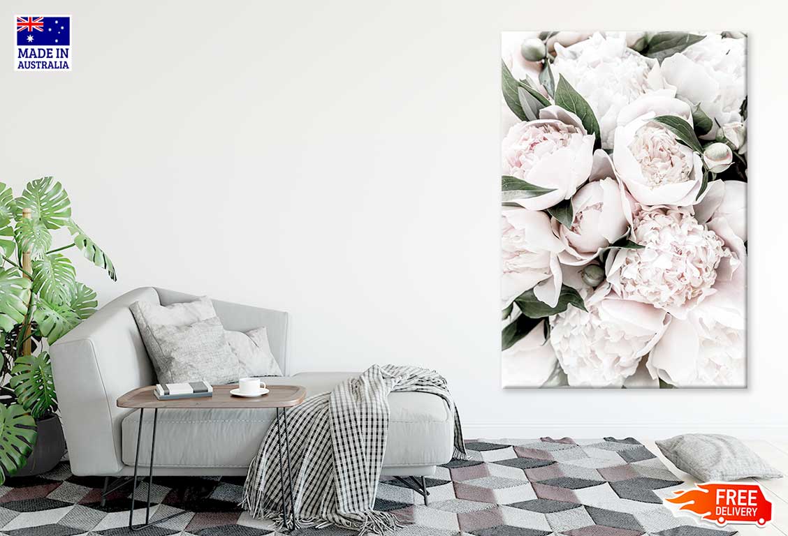 Pink Peonies With Leaves View Photograph Print 100% Australian Made