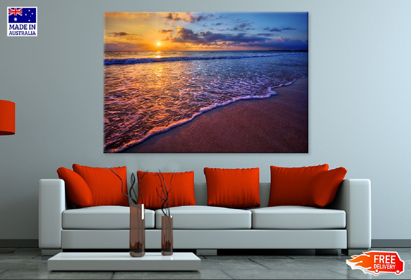 Radiant Sea Sunset Scenery View Print 100% Australian Made