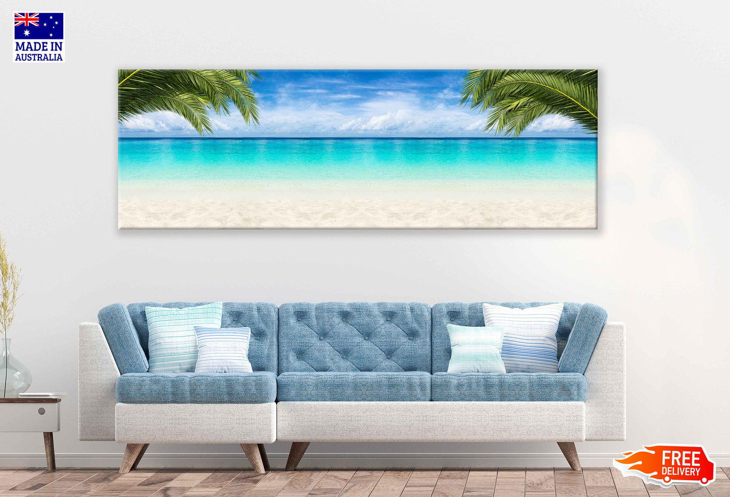 Panoramic Canvas Wide Paradise Beach View Photograph High Quality 100% Australian Made Wall Canvas Print Ready to Hang