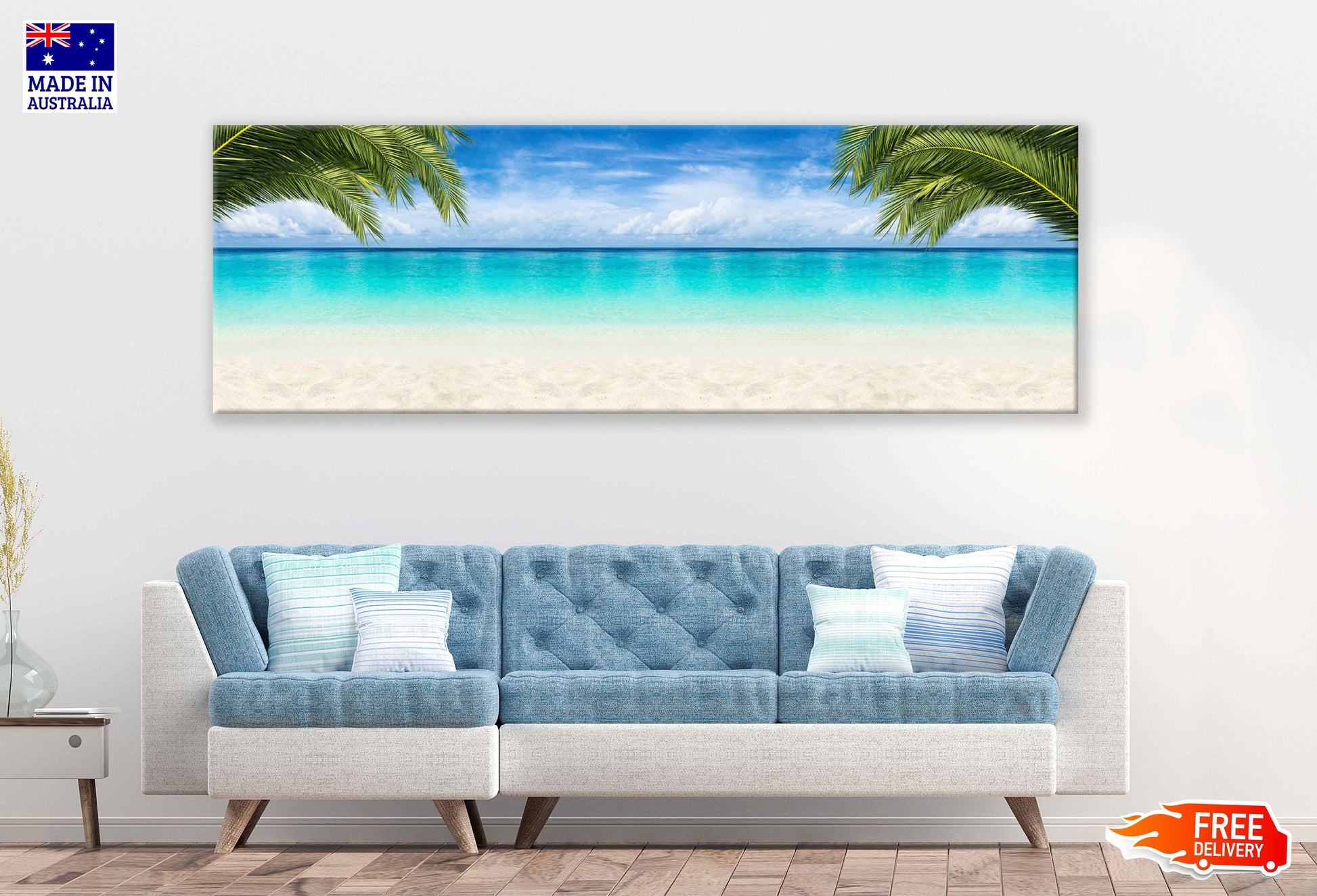 Panoramic Canvas Wide Paradise Beach View Photograph High Quality 100% Australian Made Wall Canvas Print Ready to Hang