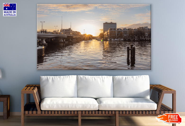 Netherland Concrete Bridge & Sunset Sky View Print 100% Australian Made