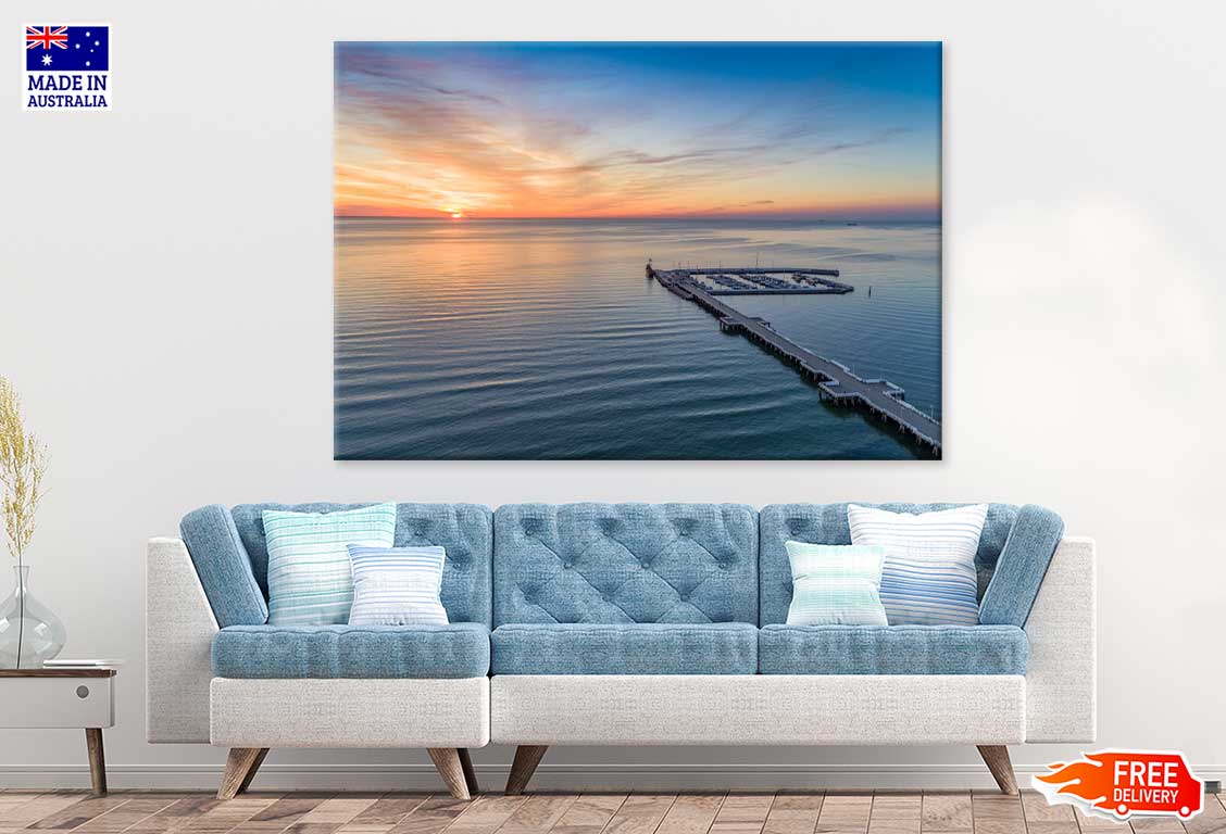 Sunset Sopot Pier Aerial View Scenery Print 100% Australian Made