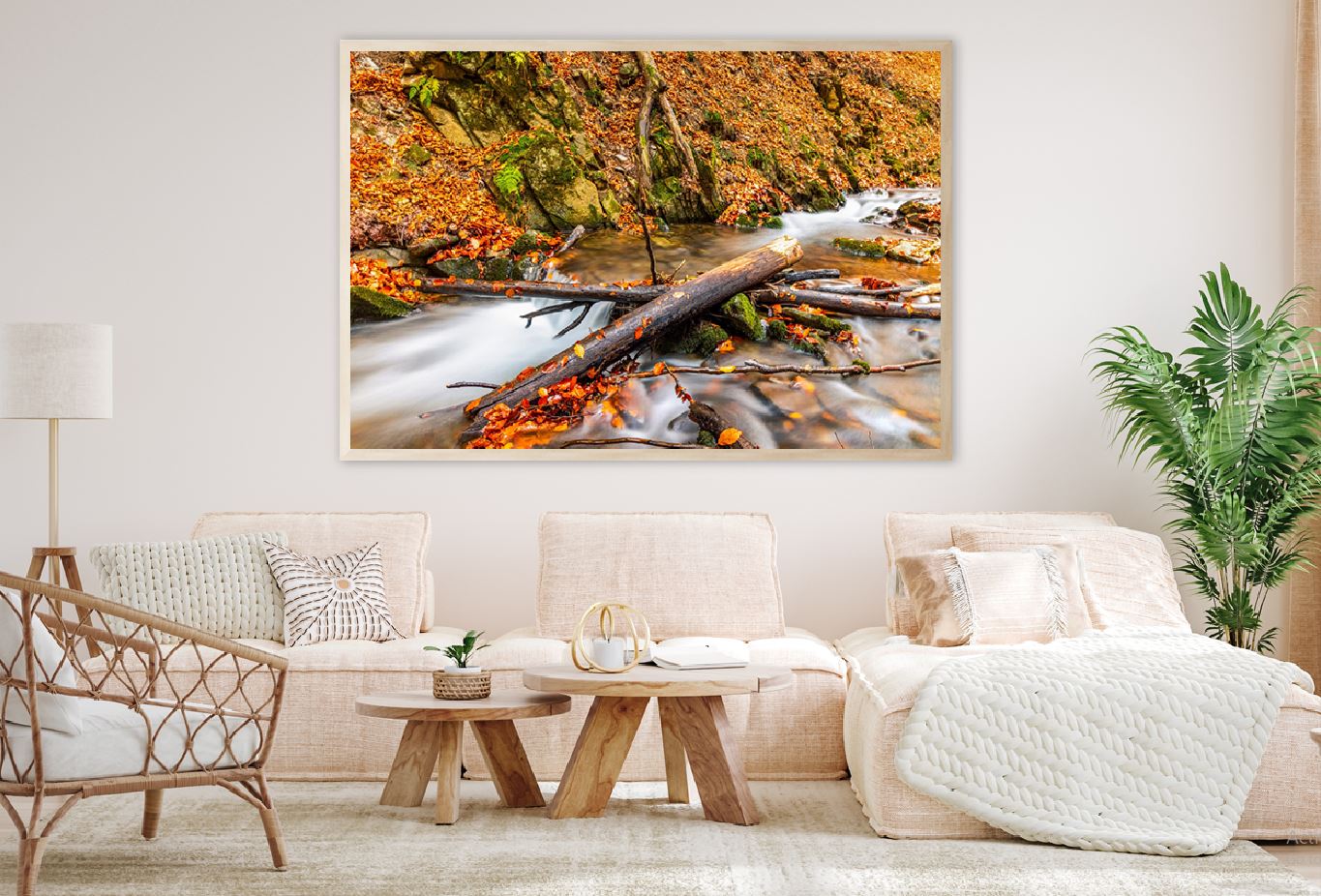 Small Waterfall & Autumn Forest View Photograph Home Decor Premium Quality Poster Print Choose Your Sizes