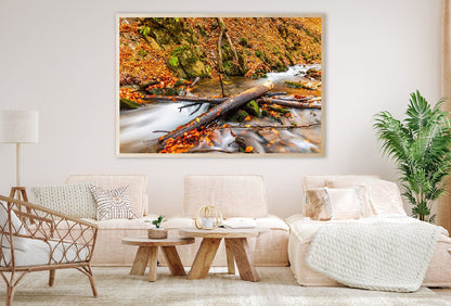 Small Waterfall & Autumn Forest View Photograph Home Decor Premium Quality Poster Print Choose Your Sizes