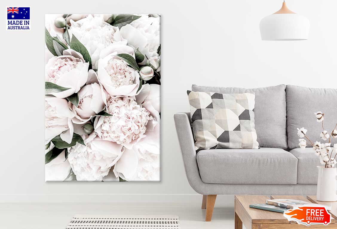 Pink Peonies With Leaves View Photograph Print 100% Australian Made
