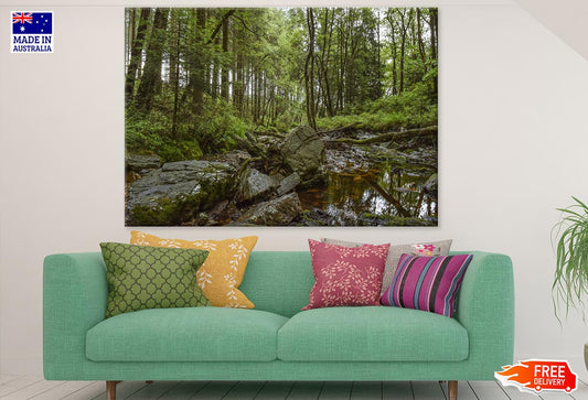 Waterhole in Forest with Rocks Photograph Print 100% Australian Made