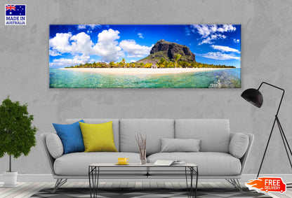 Panoramic Canvas Mauritius Sea Cliff View Photograph High Quality 100% Australian Made Wall Canvas Print Ready to Hang