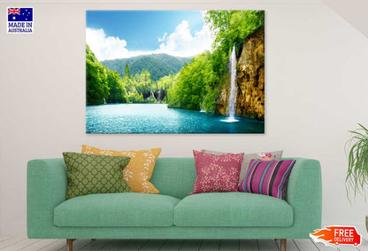 Waterfall in Deep Forest Scenery Croatia Print 100% Australian Made