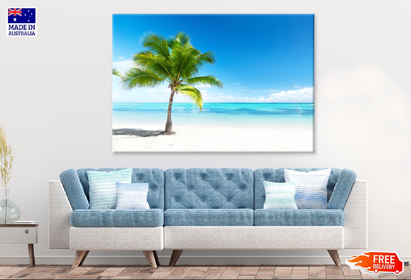 Palm Tree Near White Sandy Beach Photograph Print 100% Australian Made