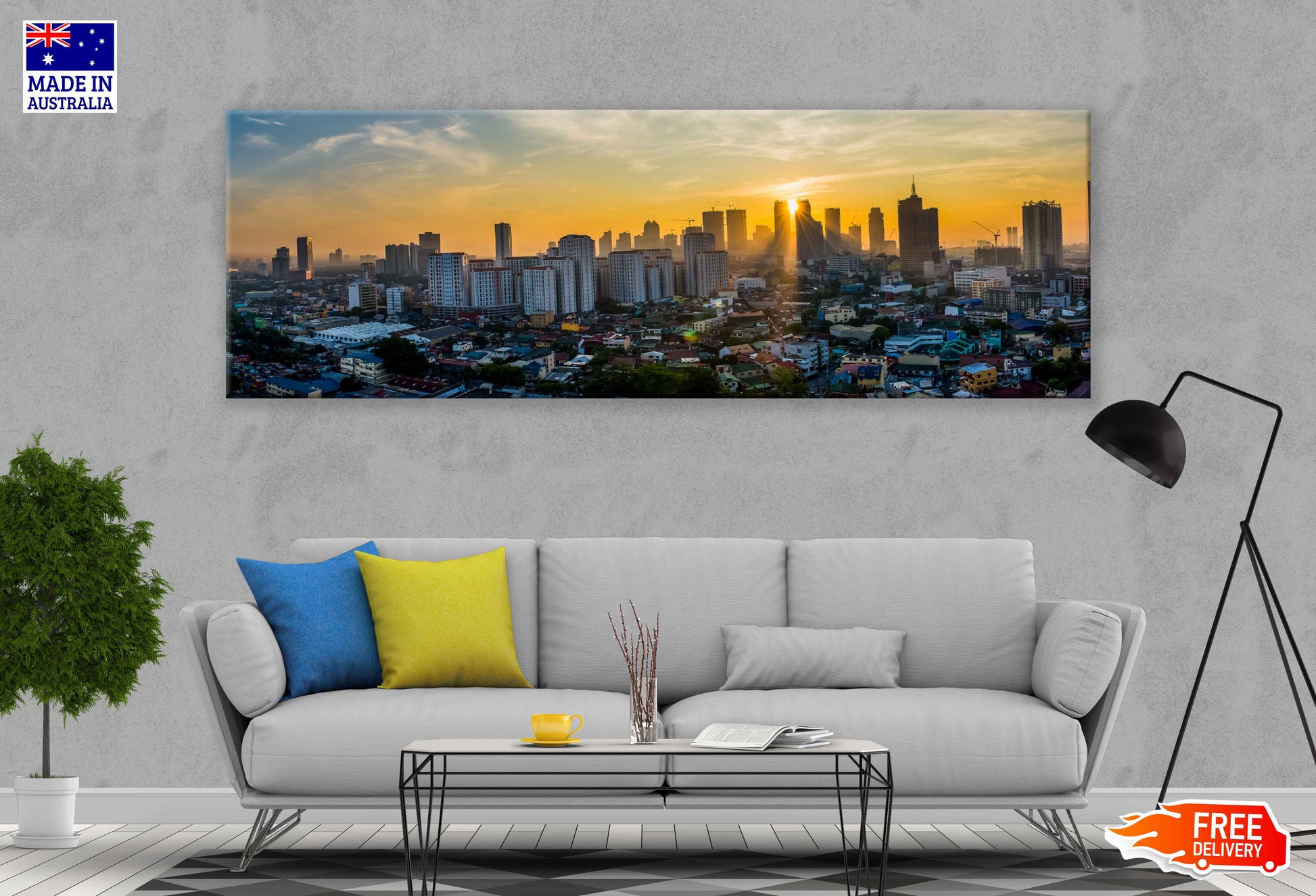 Panoramic Canvas Mandaluyong City View Photograph High Quality 100% Australian Made Wall Canvas Print Ready to Hang