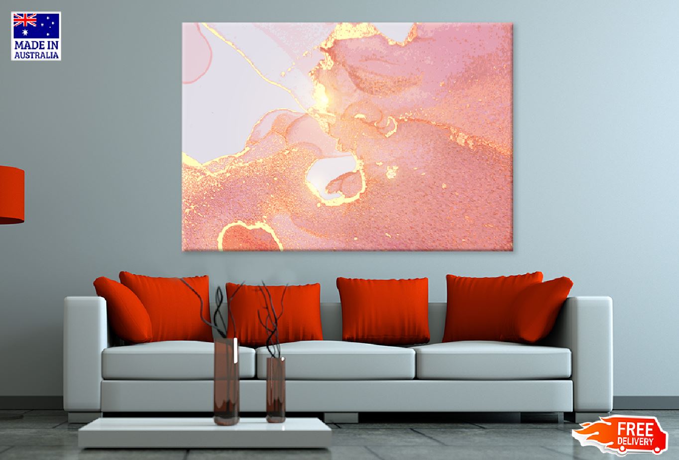 Pink & Gold Marble Abstract Design Print 100% Australian Made