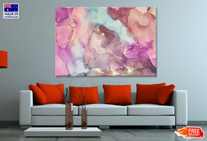 Pink Blue & Gold Fluid Abstract Design Print 100% Australian Made
