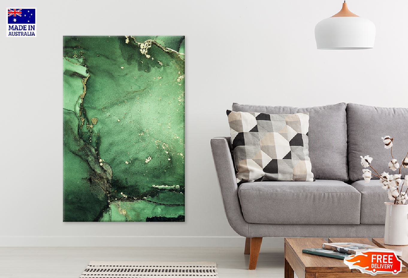 Dark Green & Gold Abstract Design Print 100% Australian Made