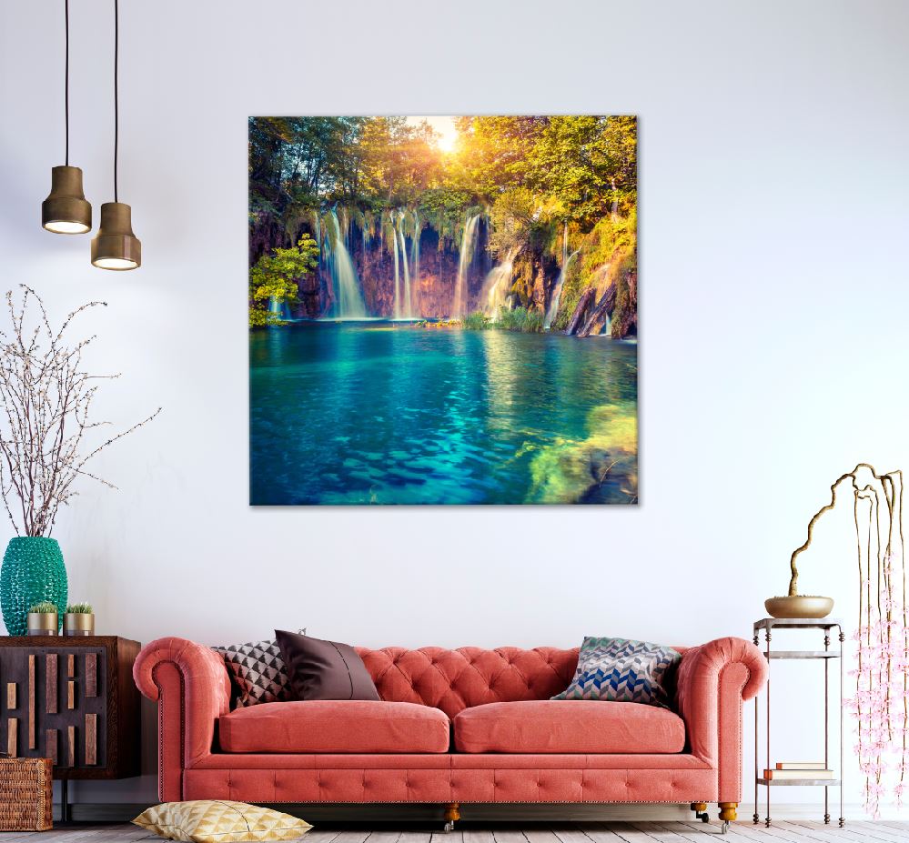 Square Canvas Plitvice Lakes National Park View Photograph High Quality Print 100% Australian Made