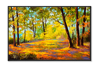 Autumn Forest Oil Painting Wall Art Limited Edition High Quality Print Canvas Box Framed Black