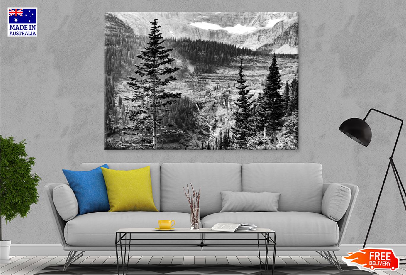 Snow Covered Forest & Trees B&W Photograph Print 100% Australian Made