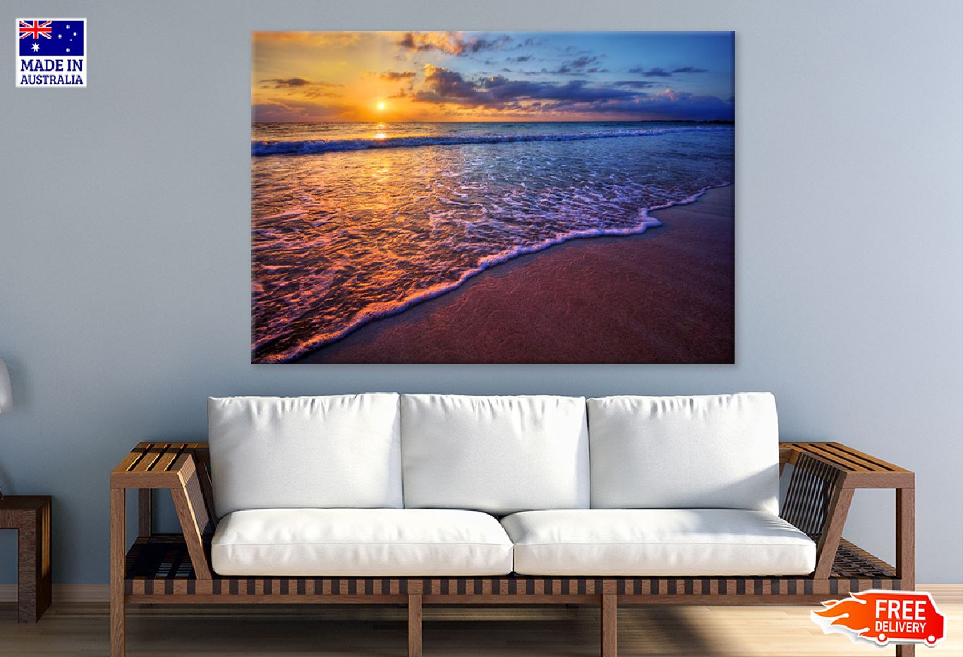 Radiant Sea Sunset Scenery View Print 100% Australian Made