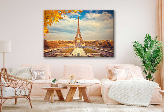 Bella Home Eiffel Tower Autumn Sunny Evening Print Canvas Ready to hang