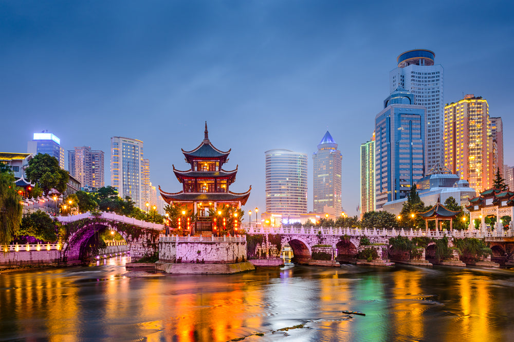 Guiyang, China Skyline at Jiaxiu Pavilion on the Nanming River Photograph Print 100% Australian Made