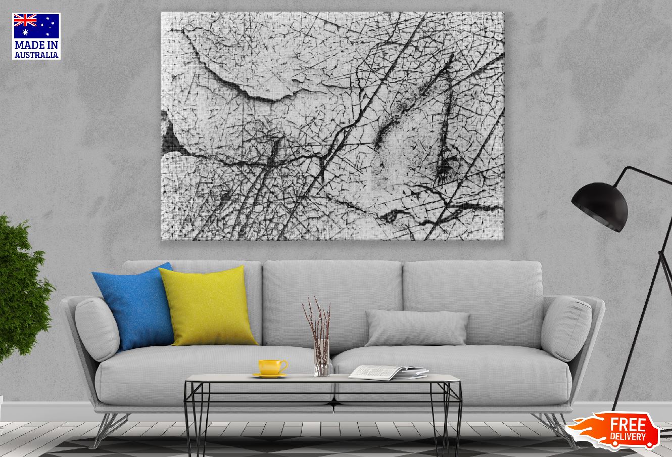 Black & Grey Abstract Design Print 100% Australian Made