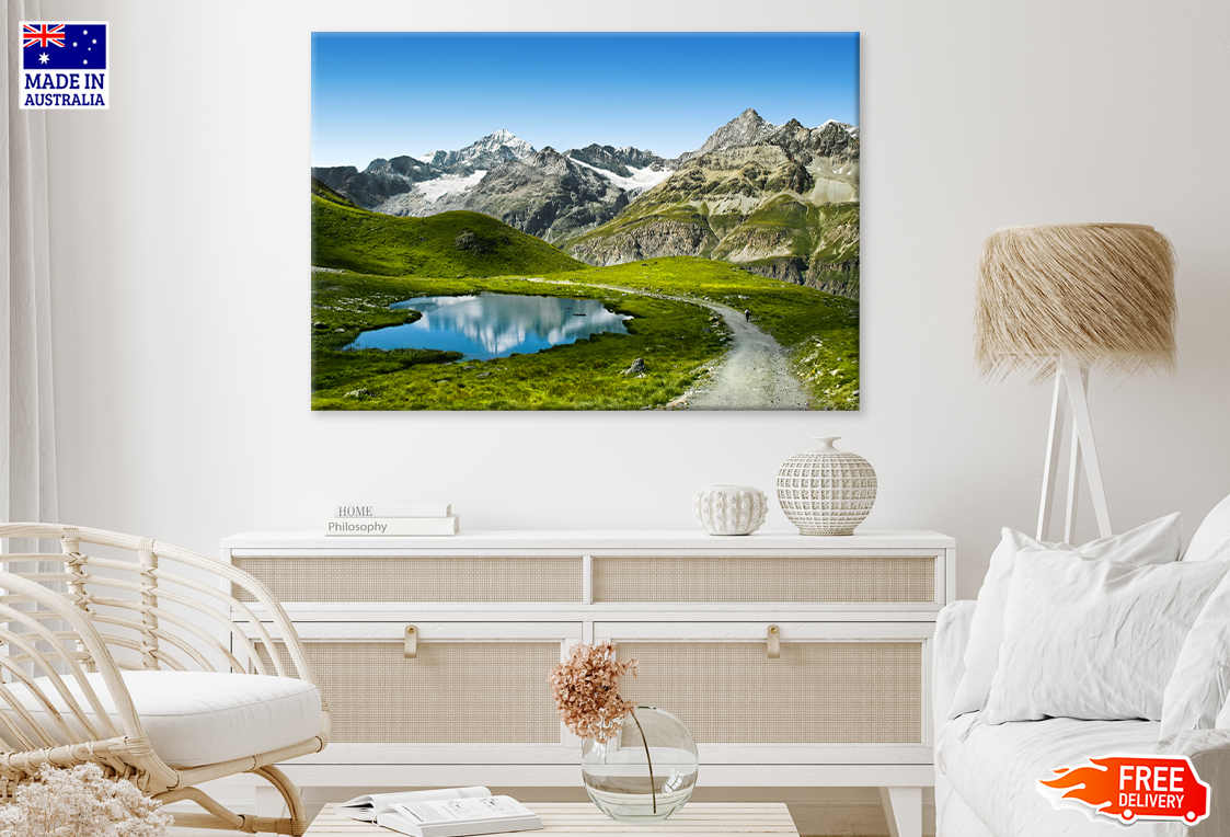 Pont & Mountain Cloudy Sky View Print 100% Australian Made