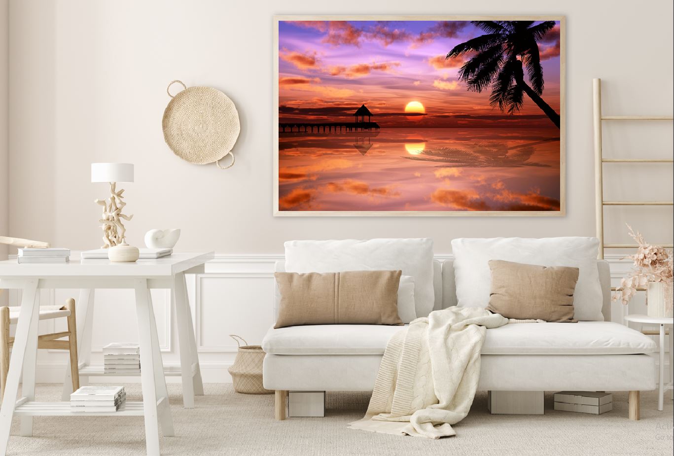Tropical Sunset on Ocean Lagoon Photograph Home Decor Premium Quality Poster Print Choose Your Sizes