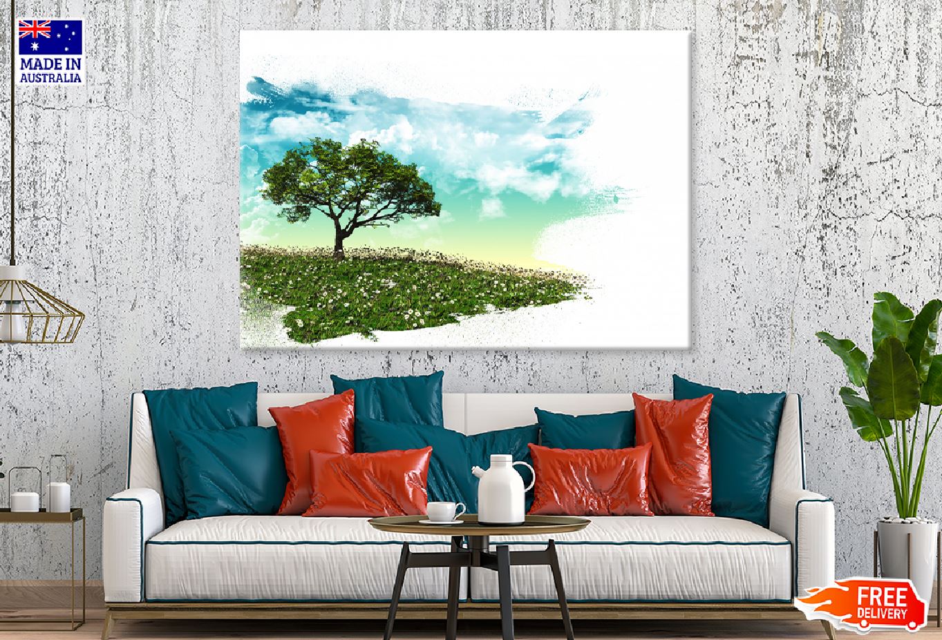 3D Tree Landscape Vector Art Print 100% Australian Made