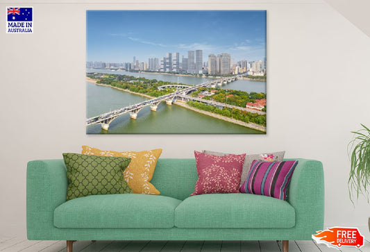 Changsha City with Bridge Skyline Photograph Print 100% Australian Made