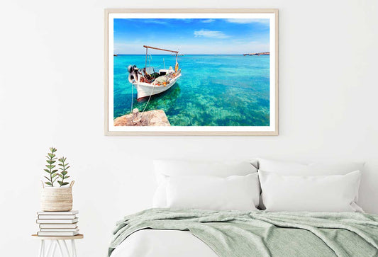 Boat on Els Pujols Beach View Photograph Home Decor Premium Quality Poster Print Choose Your Sizes