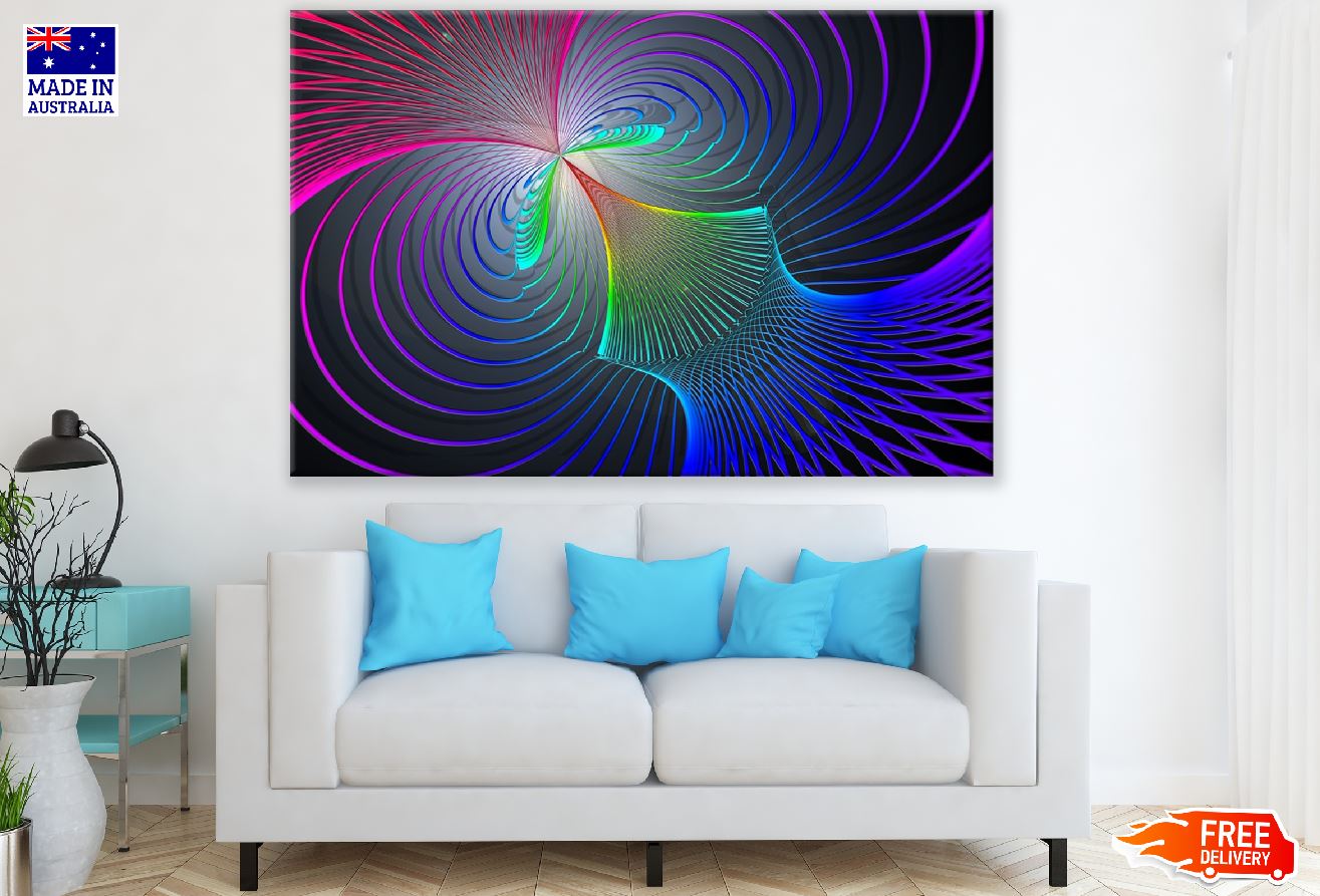 Pink Green & Blue Digital Lines Abstract Design Print 100% Australian Made
