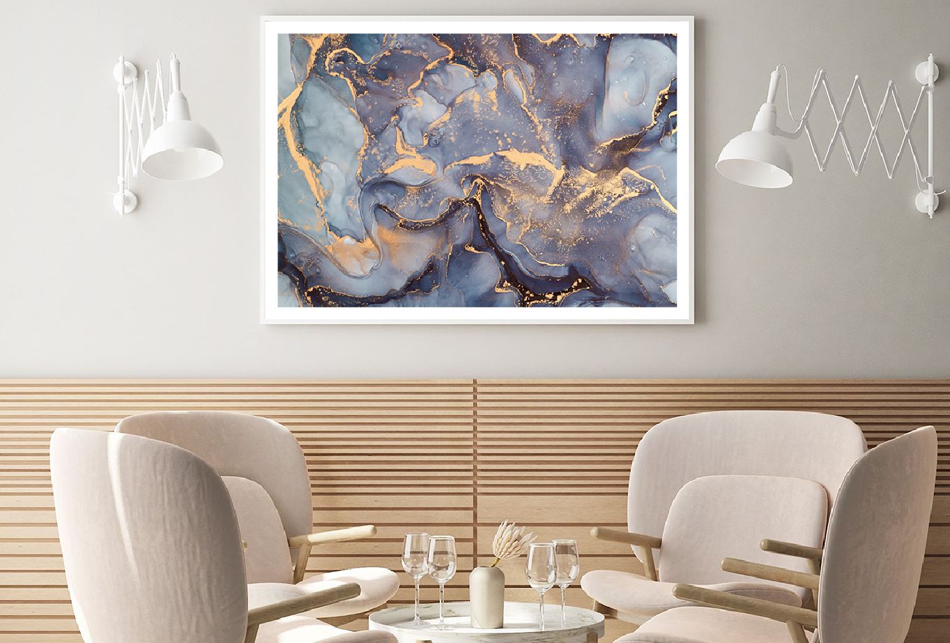 Grey Blue & Gold Abstract Design Home Decor Premium Quality Poster Print Choose Your Sizes