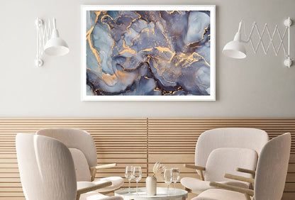 Grey Blue & Gold Abstract Design Home Decor Premium Quality Poster Print Choose Your Sizes