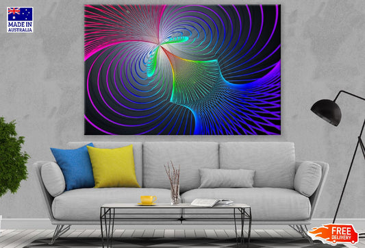 Pink Green & Blue Digital Lines Abstract Design Print 100% Australian Made
