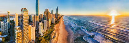 Panoramic Canvas Gold Coast & Beach View Photograph High Quality 100% Australian Made Wall Canvas Print Ready to Hang