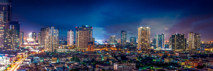 Panoramic Canvas Bangkok Cityscape Night Photograph High Quality 100% Australian Made Wall Canvas Print Ready to Hang