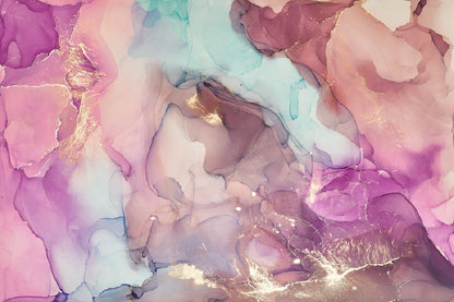 Pink Blue & Gold Fluid Abstract Design Print 100% Australian Made