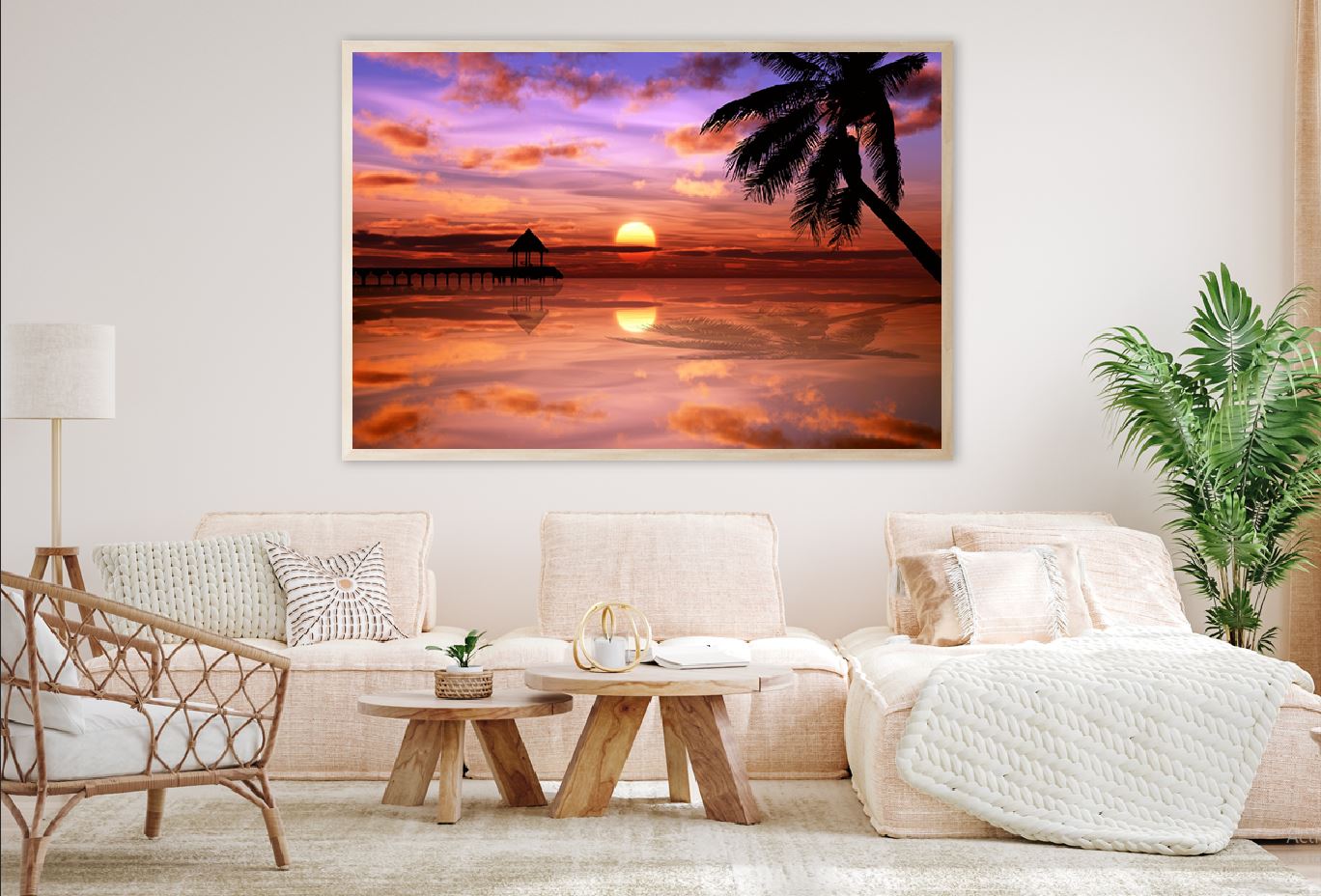 Tropical Sunset on Ocean Lagoon Photograph Home Decor Premium Quality Poster Print Choose Your Sizes