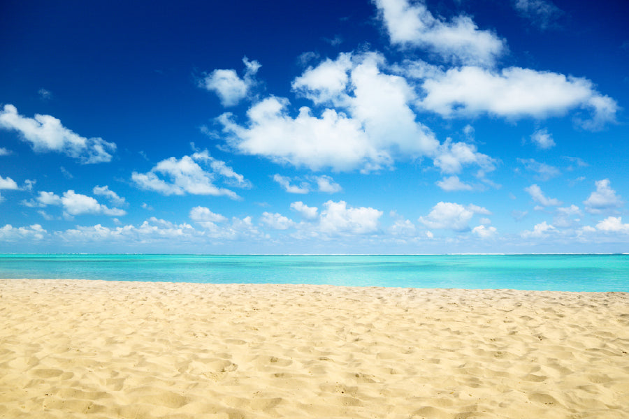 Caribbean Sandy Beach View & Sky View Photograph Print 100% Australian Made
