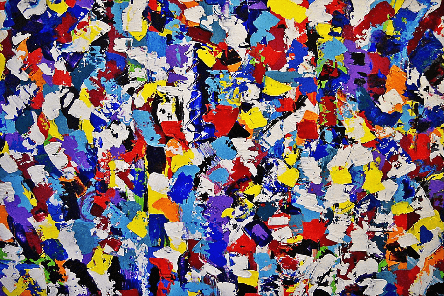 Blue Red & Yellow Paint Abstract Design Print 100% Australian Made