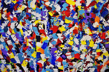 Blue Red & Yellow Paint Abstract Design Print 100% Australian Made