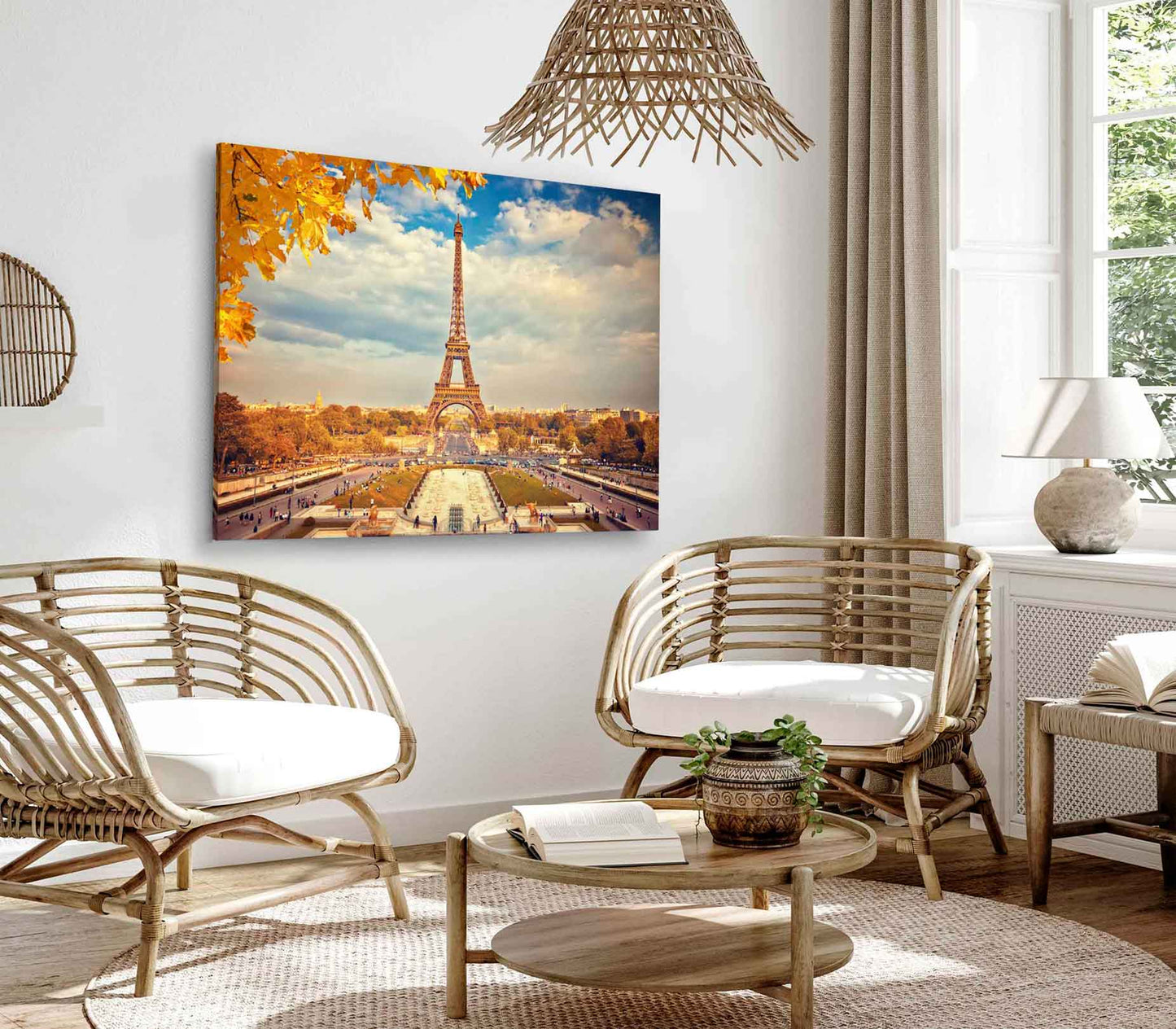 Bella Home Eiffel Tower Autumn Sunny Evening Print Canvas Ready to hang