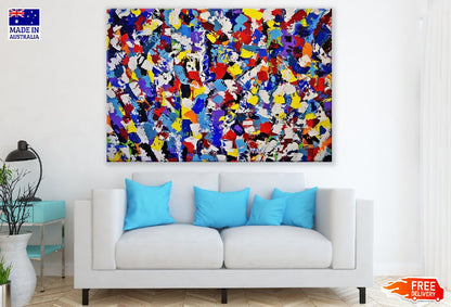 Blue Red & Yellow Paint Abstract Design Print 100% Australian Made