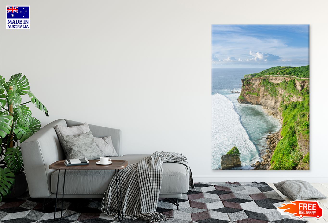 Big Cliffs & Waves View Photograph Uluwatu Print 100% Australian Made