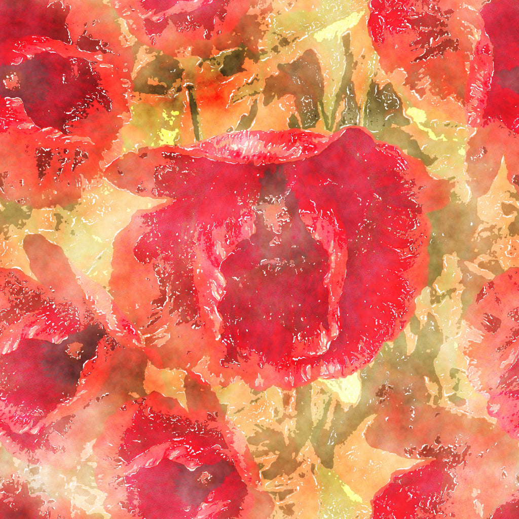 Square Canvas Red Poppies Oil Painting Art High Quality Print 100% Australian Made