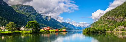 Panoramic Canvas Mountains & Lake View Photograph High Quality 100% Australian Made Wall Canvas Print Ready to Hang