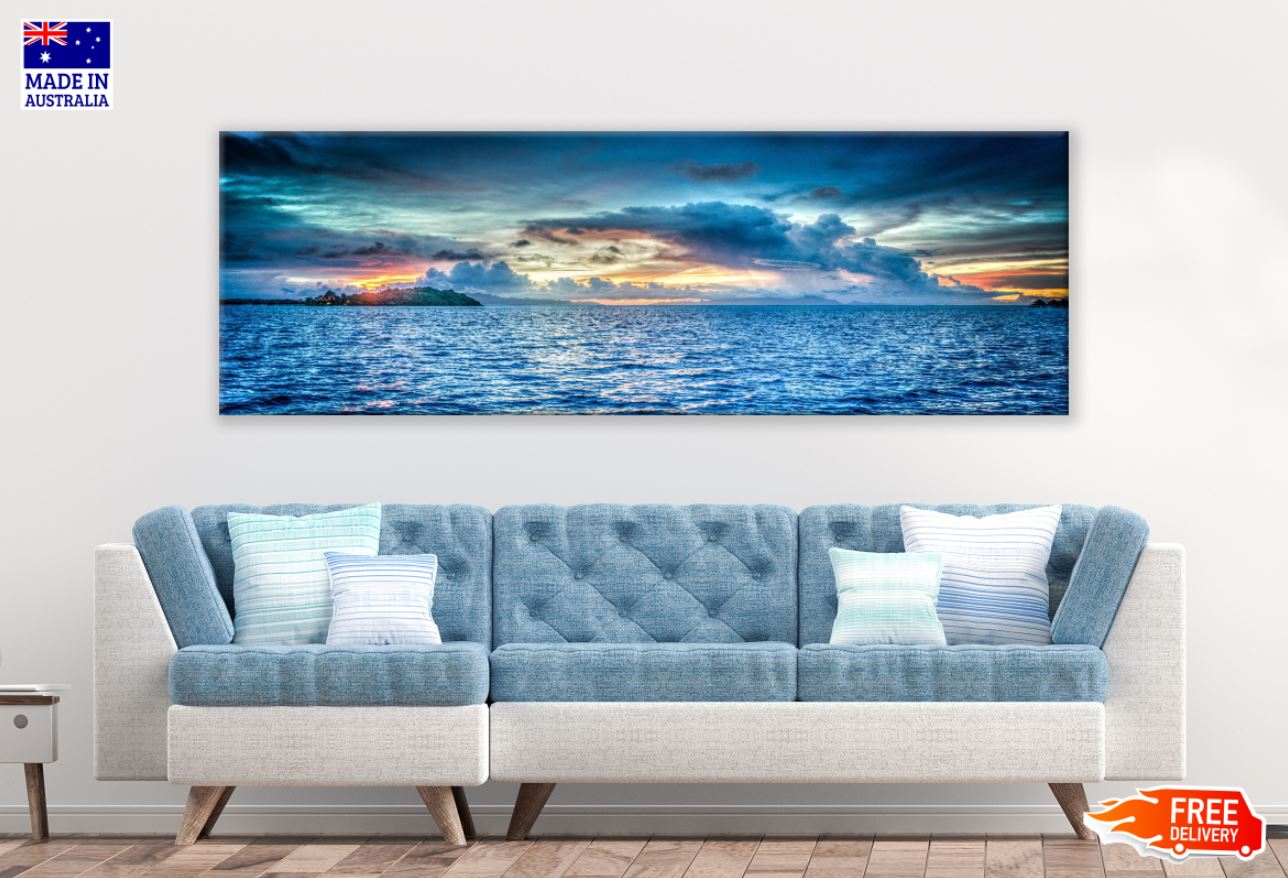 Panoramic Canvas Sea Sunset Scenery High Quality 100% Australian Made Wall Canvas Print Ready to Hang