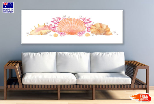 Panoramic Canvas Sea Shells Painting High Quality 100% Australian Made Wall Canvas Print Ready to Hang